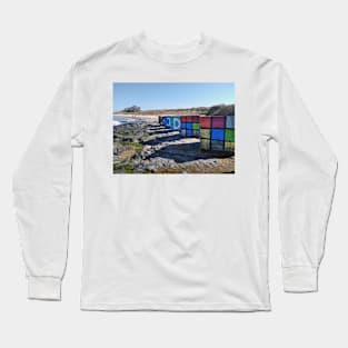 WW2 beach defences painted as dice, Rubic Cubes etc - Bamburgh, Northumberland, UK Long Sleeve T-Shirt